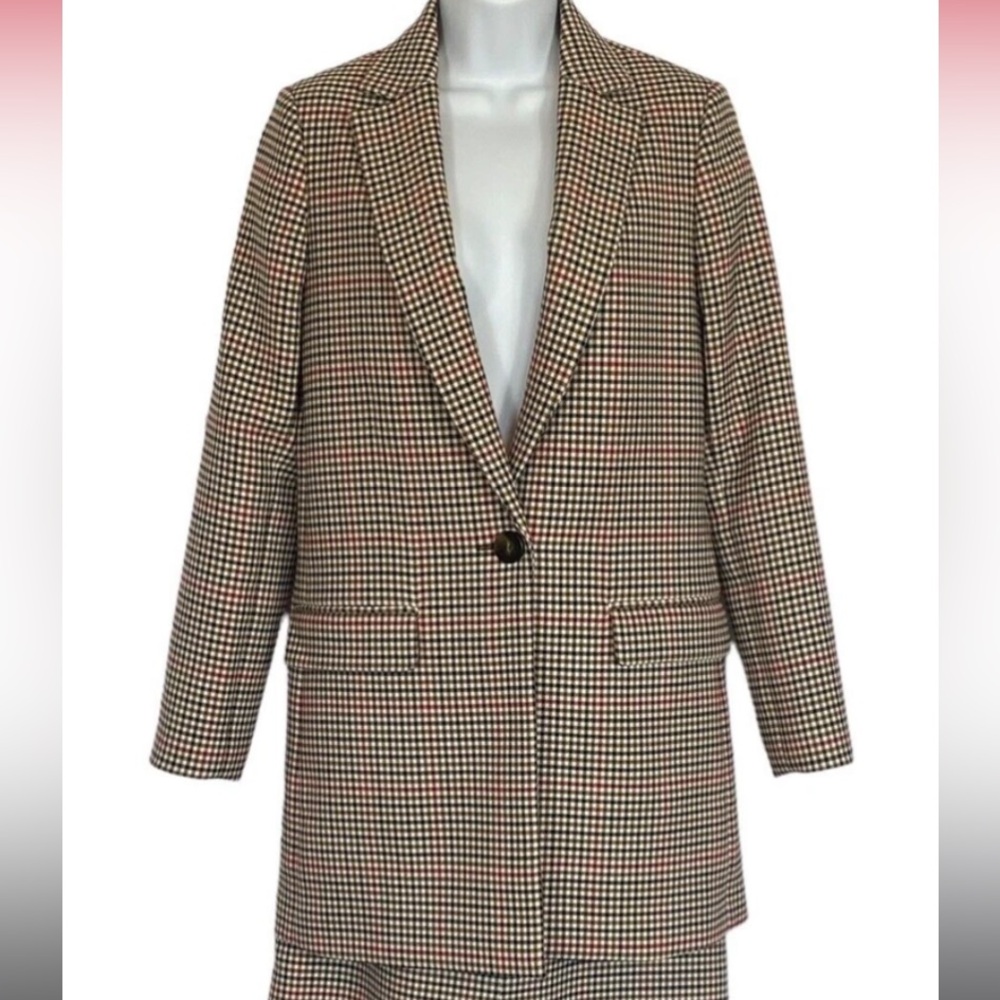 Massimo Dutti Checkered Blazer Jacket Size 38